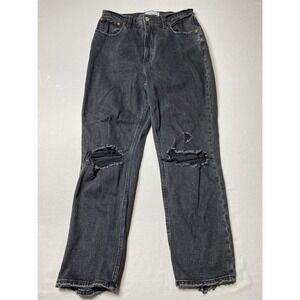 Abercrombie Curve Love Womens 28 Ultra High Rise Ankle Straight Black Jeans
